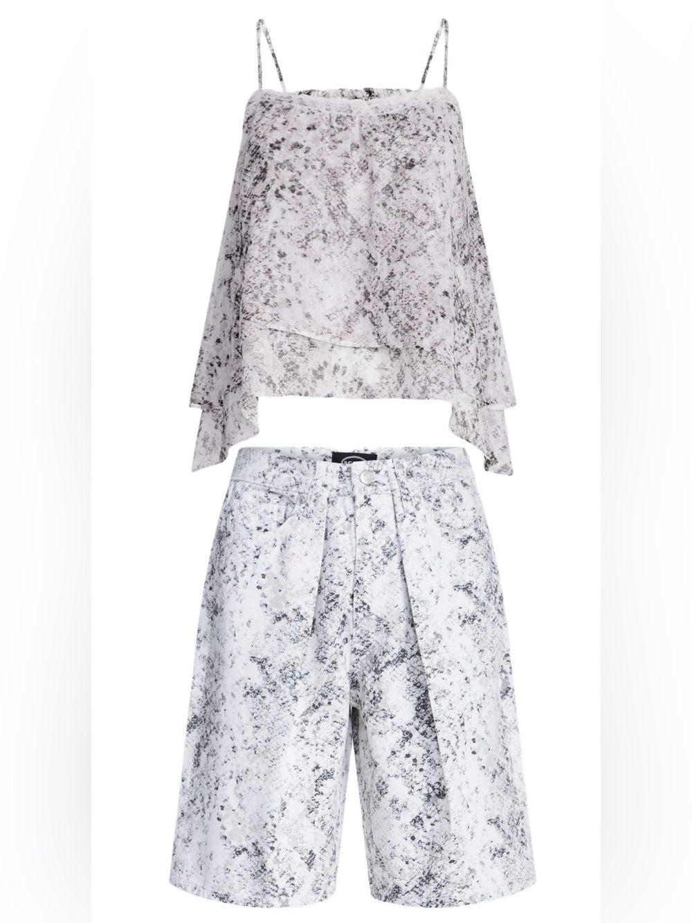 NWT Scoop Snake Print mid rise Jorts /Shorts & flowy top SET of 2